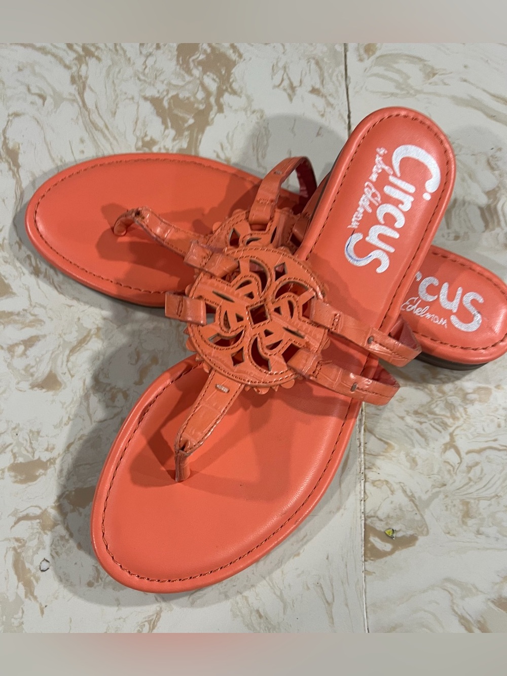 Circus by Sam Edelman Coral Orange Cutout Thong Sandals